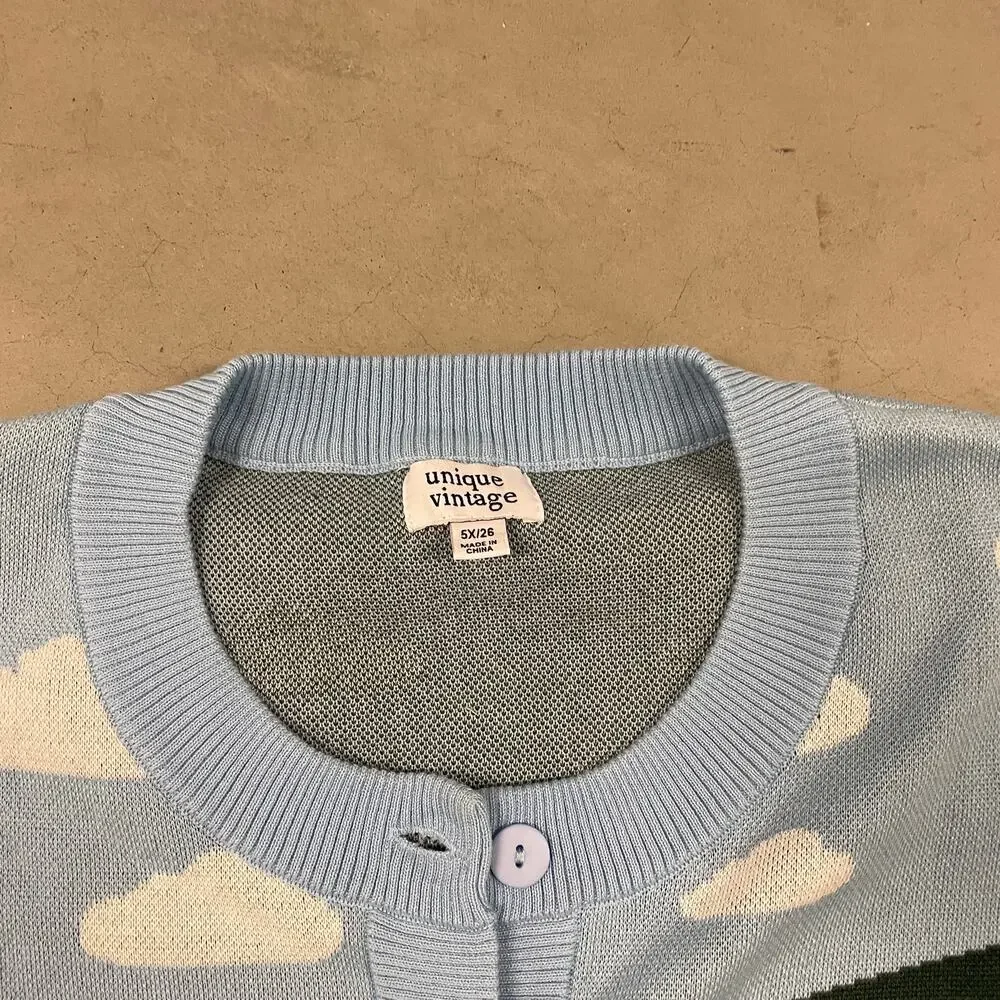 Y2K cloud landscape cardigan sweater